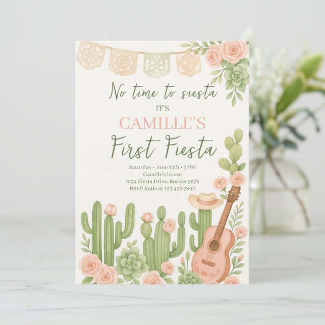 Invitation Fête Pas Le Temps De Siesta Anniversaire (Debout devant)