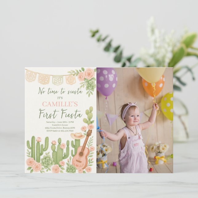 Invitation Fête Pas Le Temps De Siesta Anniversaire Photo (Debout devant)