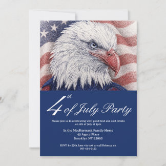 Invitation Fête patriotique du 4 juillet Aigle Rouge Blanc Bl