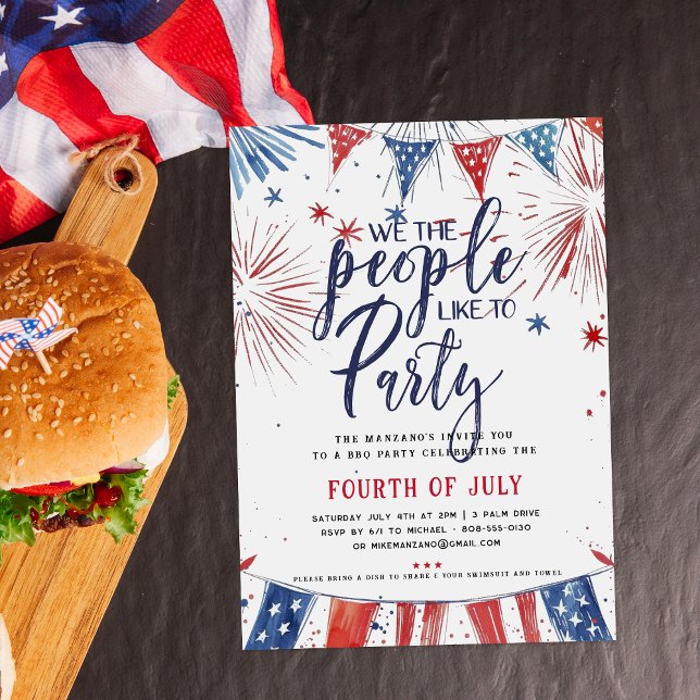 Invitation Fête patriotique du 4 juillet au barbecue et à la  (Créateur téléchargé)