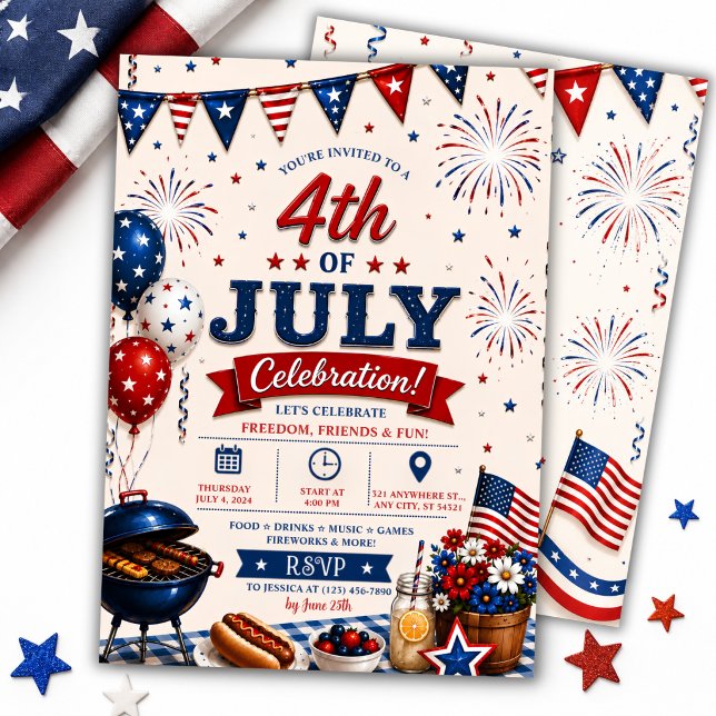 Invitation Fête patriotique du 4 juillet BBQ (Créateur téléchargé)