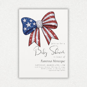 Invitation Fête patriotique du 4 juillet Ruban Coquette Baby
