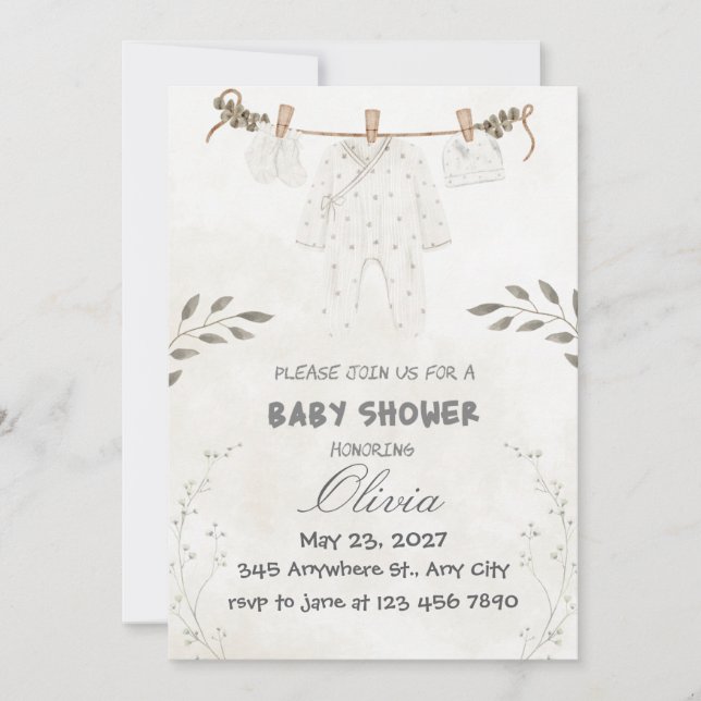 Invitation Fête personnalisée de bébé mignonne (Devant)