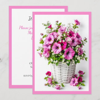 Invitation Fête personnalisée Pétunias roses printaniers