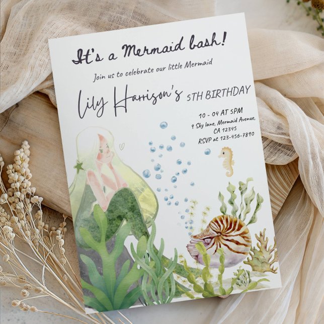 Invitation Fête Petite Fille Sous l'Océan (Créateur téléchargé)