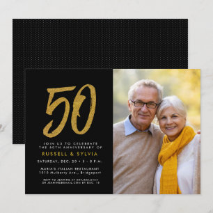 Invitation fête photo dorée du 50e anniversaire