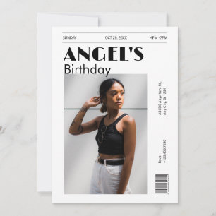 Invitation Fête photo minimaliste moderne noir et blanc