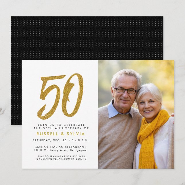 Invitation Fête photo pour les 50 ans d'or (Devant / Derrière)