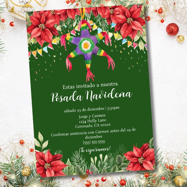 Invitation Fête Piñata Posada Mexicaine Noël Party (Créateur téléchargé)