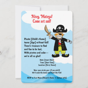 Invitation Fête Pirate pour enfants