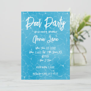 Invitation Fête Piscine Douce 16 Eau Bleue Minimaliste Annive