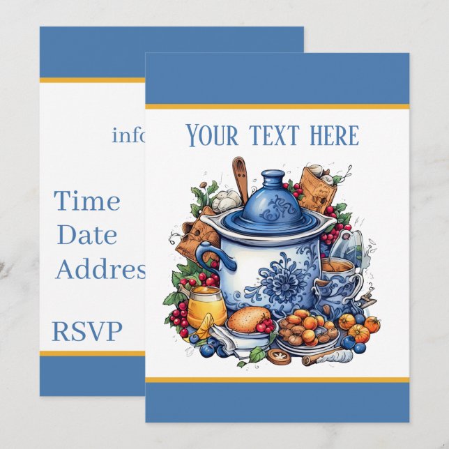 Invitation Fête potluck amusante pour tous les usages  (Devant / Derrière)