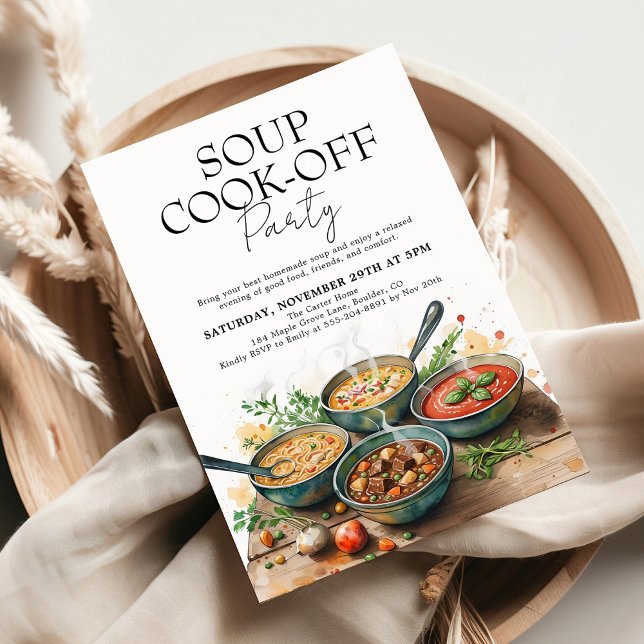 Invitation Fête Potluck Concours de Soupe Rustique (Créateur téléchargé)