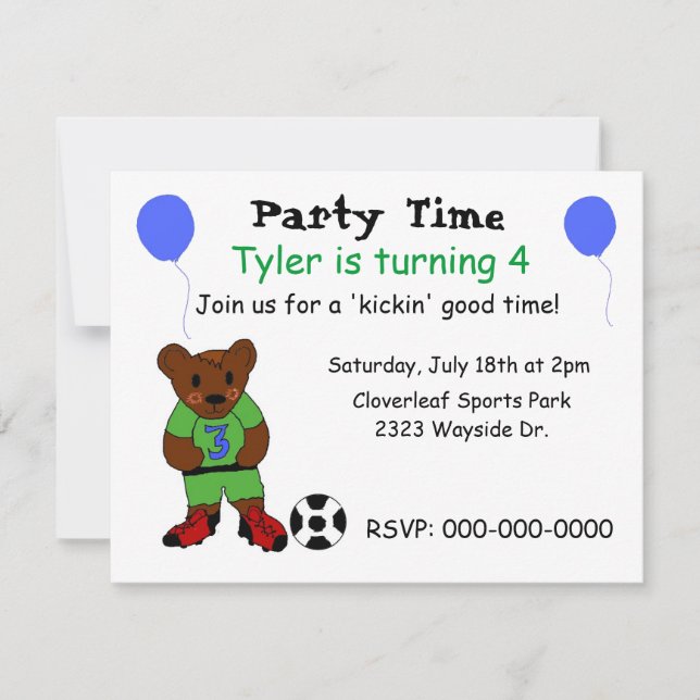 Invitation Fête pour botter le ballon de foot (Devant)