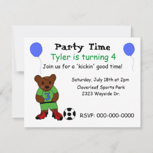Invitation Fête pour botter le ballon de foot