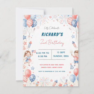 Invitation Fête pour enfants sur le thème américain et plaisi