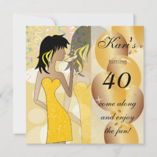 Invitation Fête pour les 40 ans dans une ambiance jaune doré