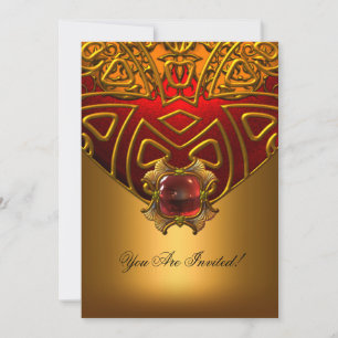 Invitation Fête pour toutes occasions Élégant Rouge Or 2