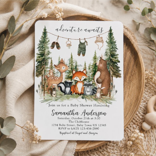 Invitation Fête Prénatale Animaux de la Forêt (Créateur téléchargé)