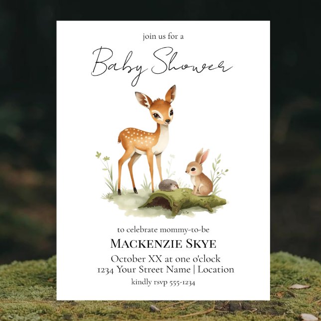 Invitation Fête Prénatale Animaux de la Forêt (Créateur téléchargé)