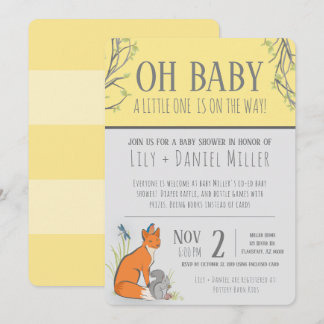 Invitation Fête prénatale animaux de la forêt rayure bébé gen
