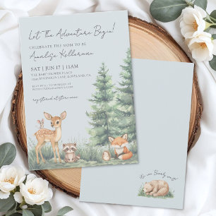 Invitation Fête Prénatale Aventure Animaux de la Forêt de Boi