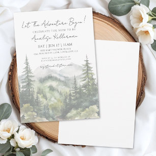 Invitation Fête Prénatale Aventure en Forêt et Montagne