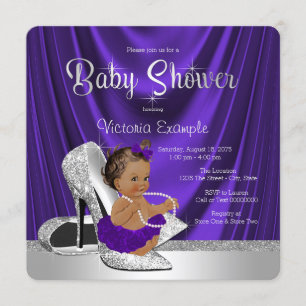 Invitation Fête Prénatale Balleine Violette Ethnique Ballerin