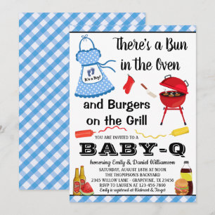 Invitation Fête Prénatale Barbecue Petit Bleu