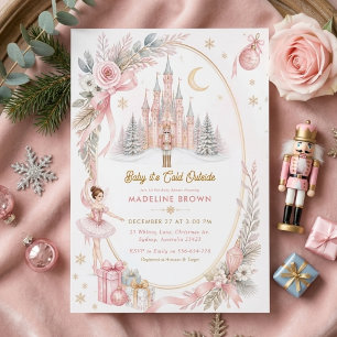 Invitation Fête Prénatale Bébé Casse-Noisette Rose