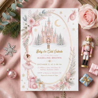 Invitation Fête Prénatale Bébé Casse-Noisette Rose 