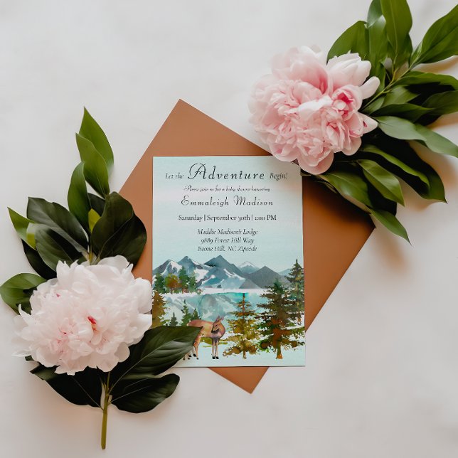 Invitation Fête Prénatale Bébé Cerf Aventure Rustique en Forê (Créateur téléchargé)
