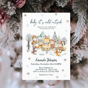 Invitation Fête Prénatale Bébé C'est Froid Dehors Animaux d'H