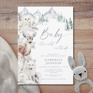 Invitation Fête Prénatale Bébé C'est Froid Dehors Bois Hivern