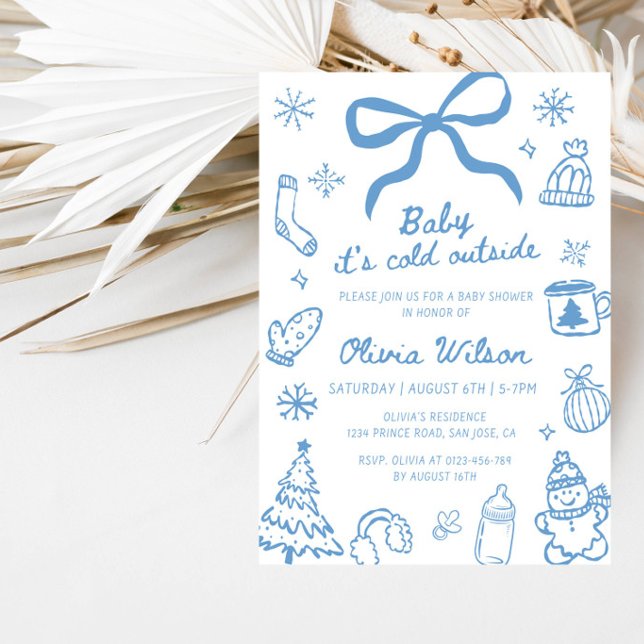 Invitation Fête Prénatale Bébé C'est Froid Dehors Hiver (Créateur téléchargé)