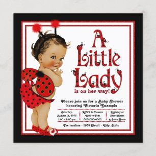 Invitation Fête Prénatale Bébé Coccinelle Rouge Fille Ethniqu