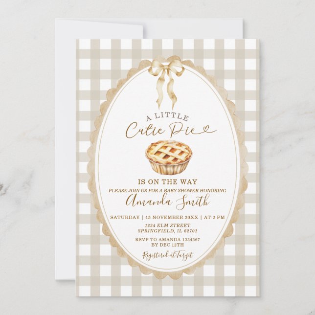 Invitation Fête Prénatale Bébé Doux Petit Biscuit Beige Arriv (Devant)