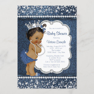 Invitation Fête Prénatale Bébé Fille Afro-Américaine Diamant 