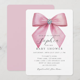 Invitation Fête Prénatale Bébé Fille Arc Rose