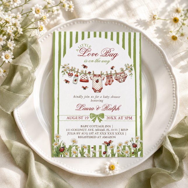 Invitation Fête Prénatale Bébé Fille Love Bug (Créateur téléchargé)