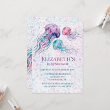 Fête Prénatale Bébé Fille Méduses de Teal et Viole
