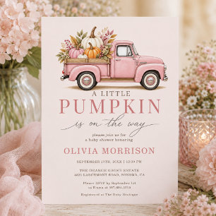 Invitation Fête Prénatale Bébé Fille Petit Camion Rose Citrou