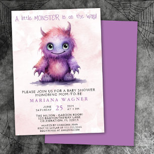 Invitation Fête Prénatale Bébé Fille Petit Monstre Halloween