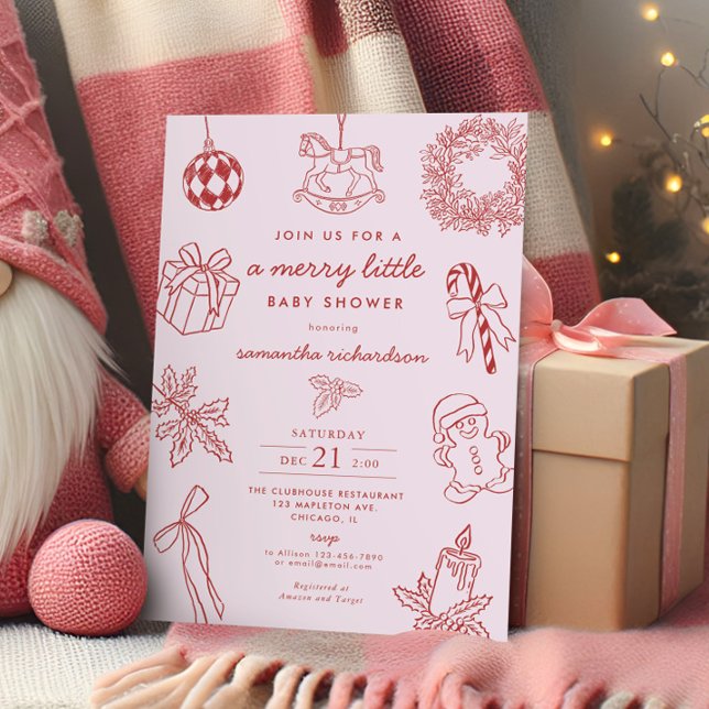 Invitation Fête prénatale bébé fille rose fantaisiste joyeuse (Créateur téléchargé)
