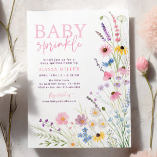 Invitation Fête Prénatale Bébé Fleurs de Prairie Rose