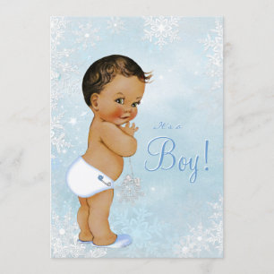 Invitation Fête Prénatale Bébé Flocon de Neige Merveilleux Hi