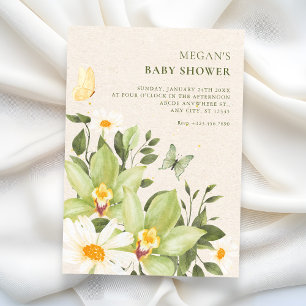 Invitation Fête prénatale bébé florale aquarelle floraison