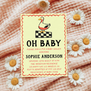Invitation Fête Prénatale Bébé Garçon Canard Rustique Dessiné