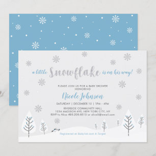 Invitation Fête Prénatale Bébé Garçon Hiver Merveilleux Argen