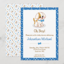 Fête Prénatale Bébé Garçon Personnalisée Chien Mig
